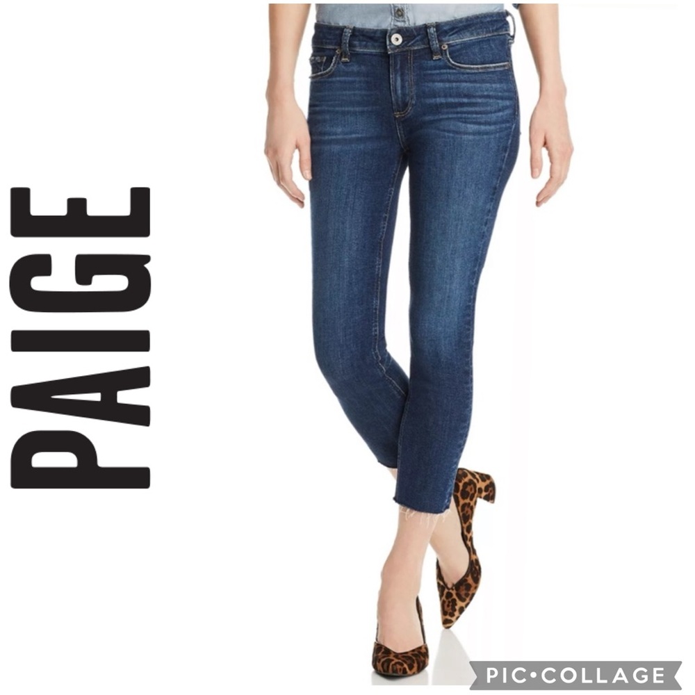 Paige Skyline Skinny Crop Raw Hem Jeans 33